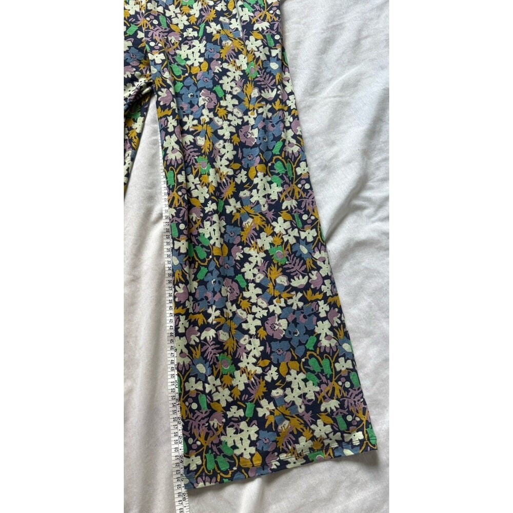 TOAD&CO Women’s Floral Smocked tie strap Square Neck Jumpsuit M organic cotton - Picture 4 of 6